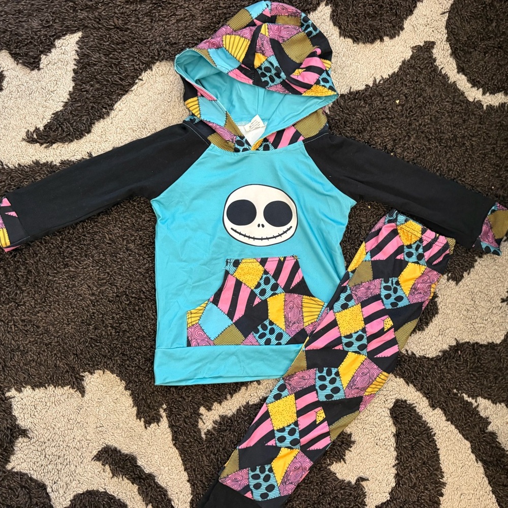 Colorful Patchwork Hoodie and Leggings Set